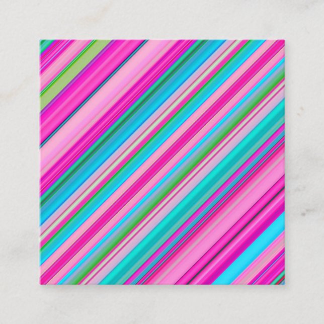 Vibrant Rainbow Stripe Pattern Design Square Business Card (Front)