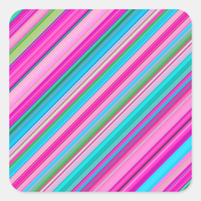 Vibrant Rainbow Stripe Pattern Design Square Sticker (Front)