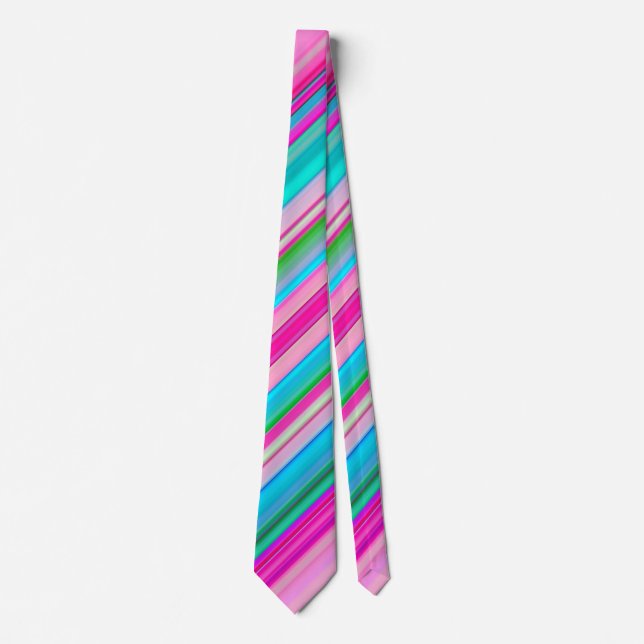 Vibrant Rainbow Stripe Pattern Design Tie (Front)