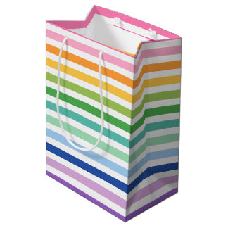 Vibrant Rainbow Stripe with Bold Colours Medium Gift Bag