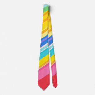 Vibrant Rainbow Stripes Pattern, Colorful Modern Tie