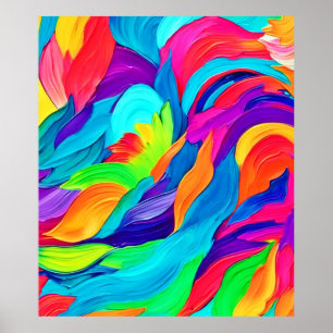 Vibrant Rainbow Swirls Abstract Art Poster