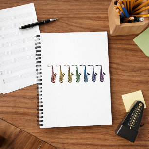 Vibrant Rainbow Tenor Saxophones Notebook