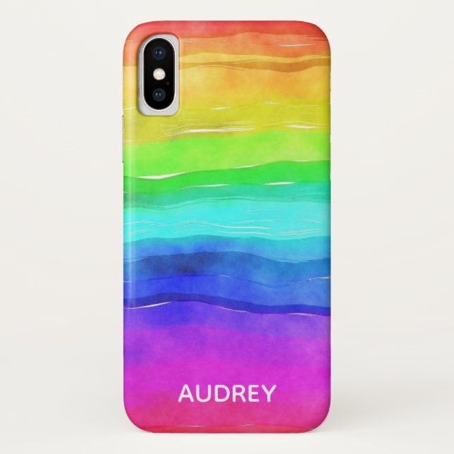 Vibrant Rainbow Watercolor Custom Case-Mate iPhone Case (Back)