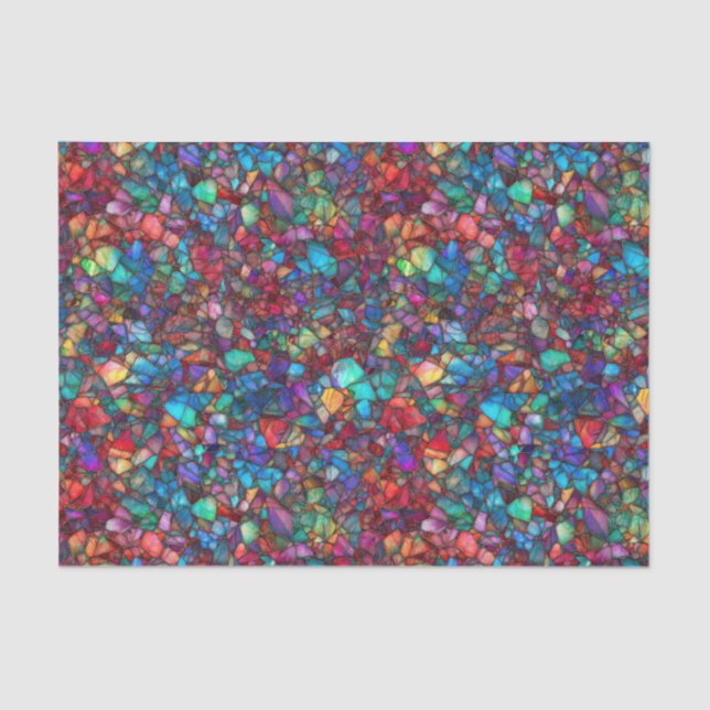 Vibrant Rainbow Watercolor Mosaic Stained Glass  Tissue Paper (Front)