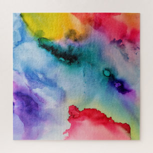 Vibrant Rainbow Watercolor Pattern Jigsaw Puzzle