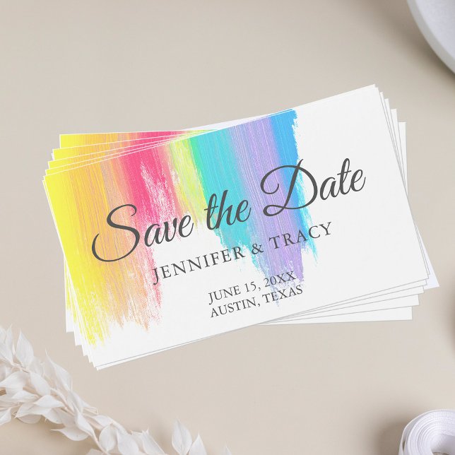 Vibrant Rainbow Watercolor Save the Date Magnet (Creator Uploaded)