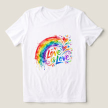 Vibrant Rainbow Watercolor Splatter "Love is Love"