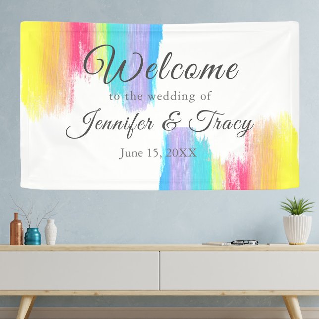 Vibrant Rainbow Watercolor Welcome to Our Wedding Banner (Creator Uploaded)