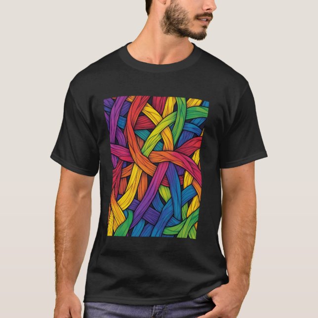 Vibrant Rainbow Weave Pride T-Shirt (Front)