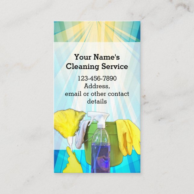 Vibrant Rays Custom Cleaning Service Business Business Card (Front)