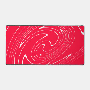 Vibrant Red Abstract Swirl Desk Mat