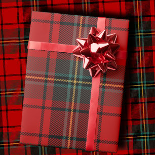 Vibrant Red and Black Scottish Tartan Plaid Wrapping Paper