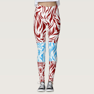 Vibrant Red and Blue Abstract Swirl Pattern Leggin Leggings