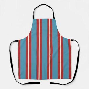 Vibrant Red and Blue Striped Pattern Modern Design Apron