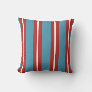 Vibrant Red and Blue Striped Pattern Modern Design Cushion
