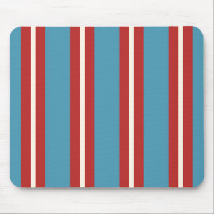 Vibrant Red and Blue Striped Pattern Modern Design Mouse Mat