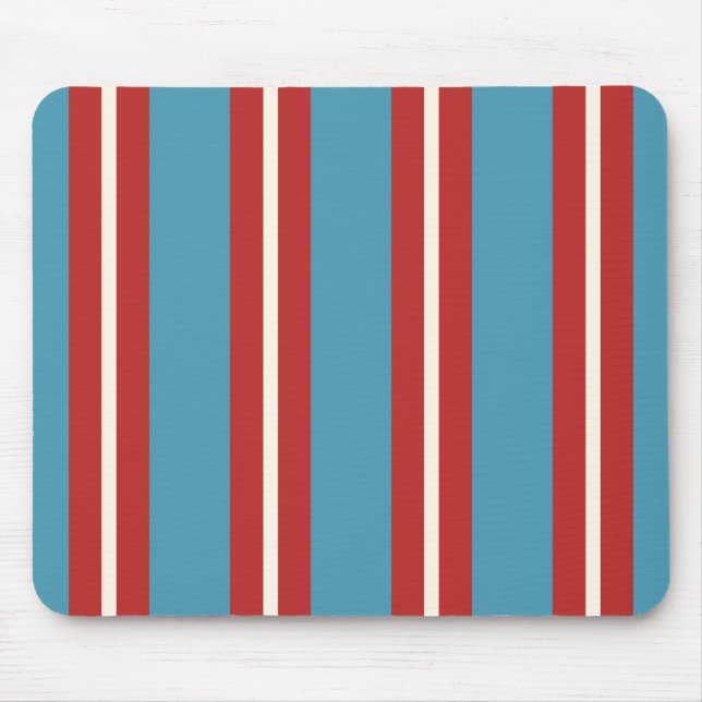 Vibrant Red and Blue Striped Pattern Modern Design Mouse Mat (Front)