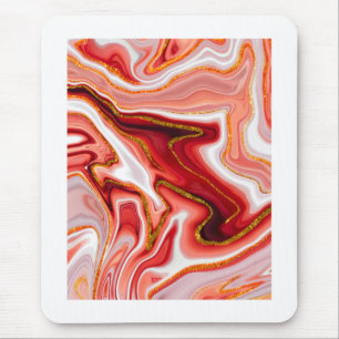 Vibrant Red and Gold Abstract Art Mouse Mat