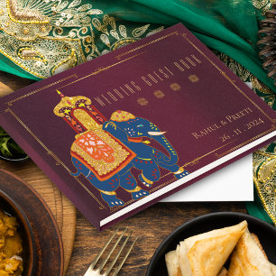 Vibrant Red and Gold Indian Wedding Keepsake Guest Book