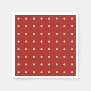 Vibrant red and golden polka dot pattern napkin