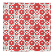 Vibrant Red And White Floral Pattern With Pearl