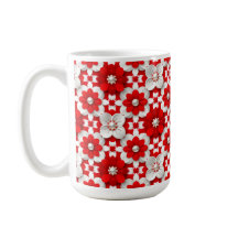 Vibrant Red And White Floral Pattern With Pearl