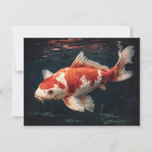 Vibrant Red and White Koi Fish Postcard