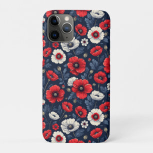 Vibrant Red and White Poppy Flowers iPhone 11 Pro Case
