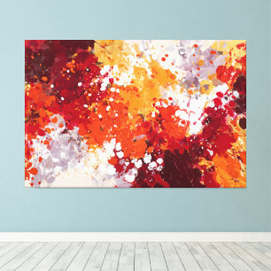 Vibrant Red and Yellow Splash Abstract Wall Art