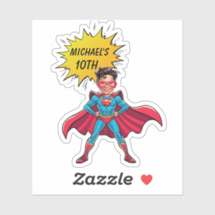 Vibrant Red and Yellow Superhero Caricature