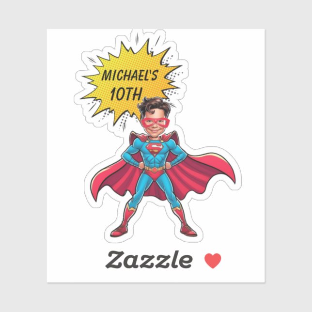 Vibrant Red and Yellow Superhero Caricature (Sheet)