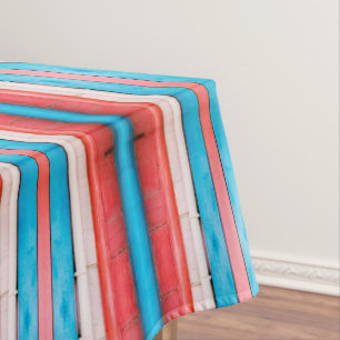 Vibrant red, blue and pink stripes pattern tablecloth
