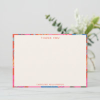 Vibrant Red Boho Floral Personalized Stationery