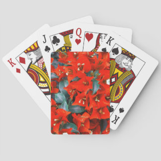 Vibrant Red Bougainvillea Flowers Playing Cards