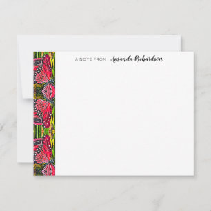 Vibrant Red Butterflies Personalised Note Card