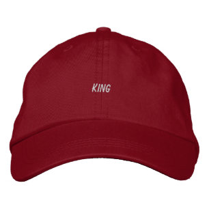 Vibrant Red-cap featuring King Custom Printed Text Embroidered Hat