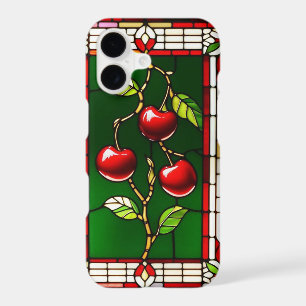 Vibrant Red Cherries with Rich Green Leaves