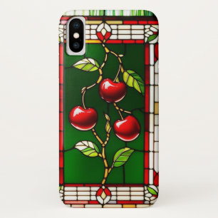 Vibrant Red Cherries with Rich Green Leaves iPhone X Case