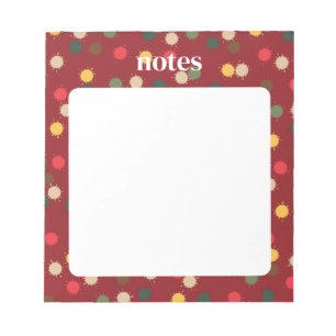 Vibrant Red Colourful Polka Dots Notepad