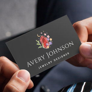 Vibrant Red Crystal Jewellery Designer Flowers Moo Business Card