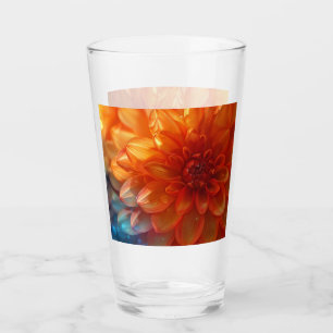 Vibrant Red Dahlia Flower Glass Tumbler