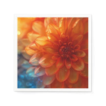 Vibrant Red Dahlia Flower Paper Napkin
