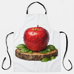Vibrant Red Dewy Apple Fruit Apron