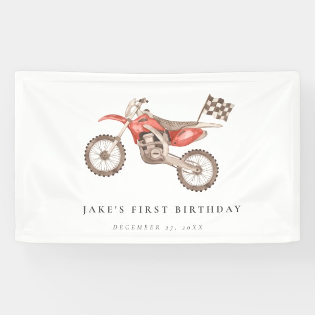 Vibrant Red Dirt Bike Banner (Horizontal)