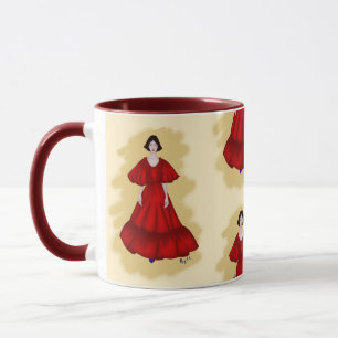 Vibrant Red Dress with Sculptural Movement Style Mug