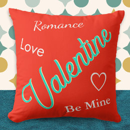 Vibrant Red Elegant Custom Message Valentine's Day Cushion