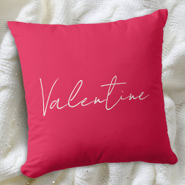 Vibrant Red Elegant Custom Message Valentine's Day Cushion