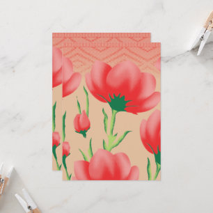 Vibrant red fabric design featuring floral pattern invitation