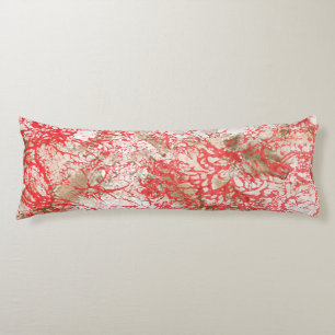 Vibrant red fabric design featuring intricate flor body cushion
